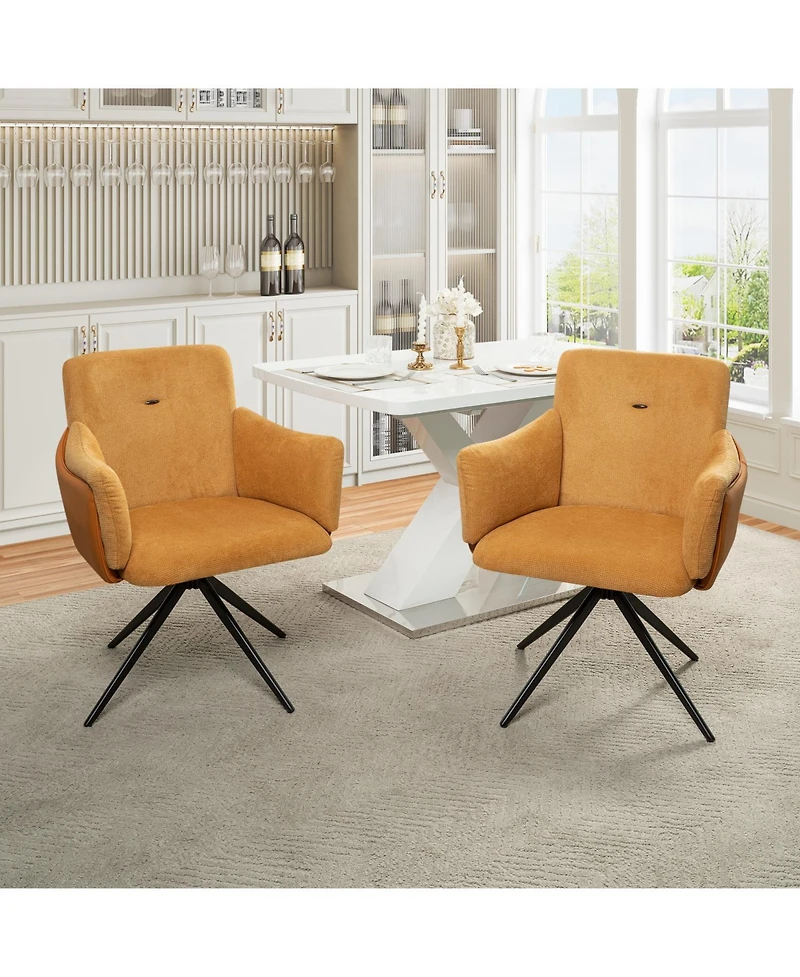 Streamdale Furniture Swivel Upholstered Dining/Desk Chairs (Set of 2 Orange)