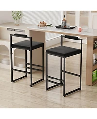 Streamdale Furniture Velvet Bar Stools Set of 2 - Counter Height Kitchen Chairs (Black