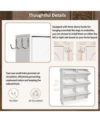 Streamdale Furniture Streamdale Elegant Narrow Shoe Cabinet with 6 Drawers & Hooks