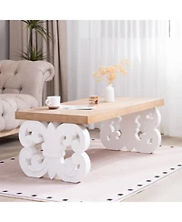 Streamdale Furniture Ornate Wood Coffee Table - Farmhouse Style, Carved Base.