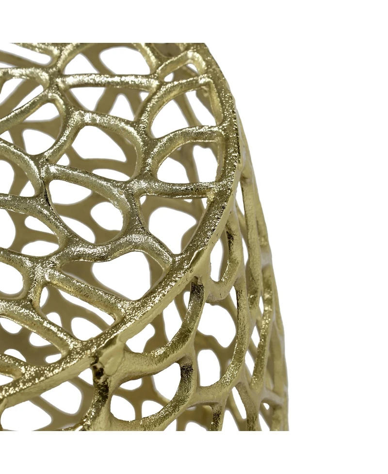 Streamdale Furniture Streamdale Aluminum Drum End Table with Intricate Design-Gold