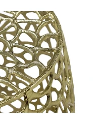 Streamdale Furniture Streamdale Aluminum Drum End Table with Intricate Design-Gold