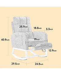 Streamdale Furniture Modern Rocking Chair with Wood Legs & Adjustable Footrest