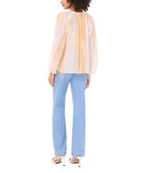 Vince Camuto Women's Shirring Peasant Tie V-Neck Blouse