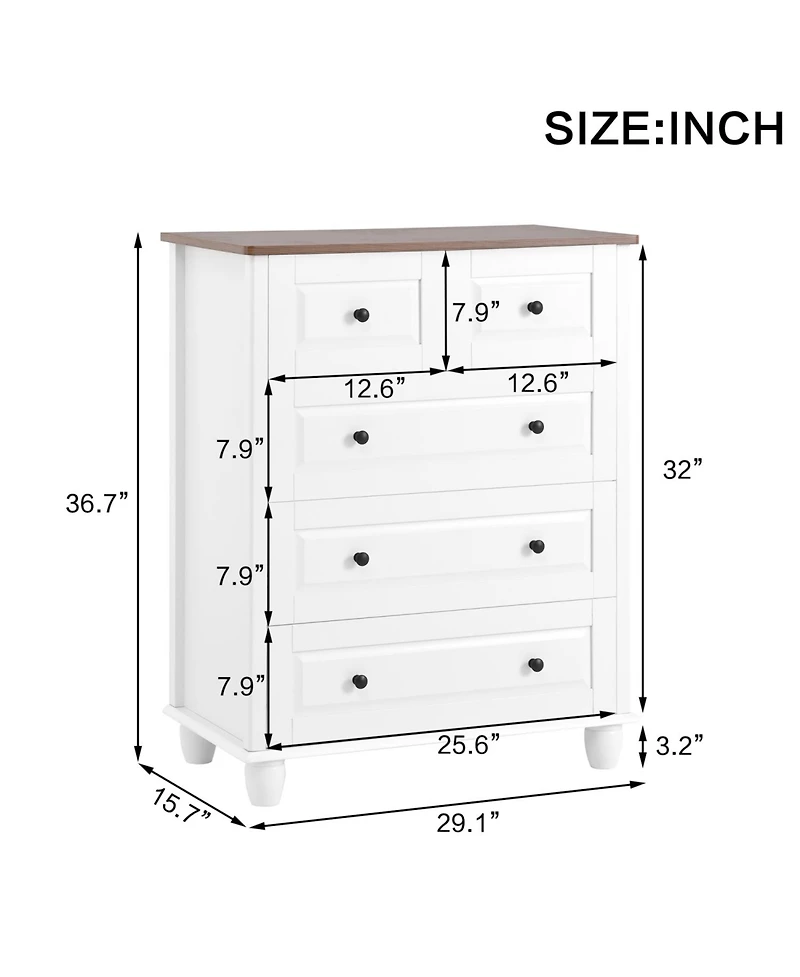 Streamdale Furniture White 5-Drawer Dresser