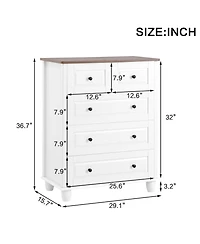 Streamdale Furniture White 5-Drawer Dresser