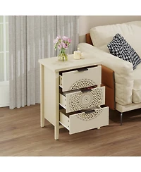 Streamdale Furniture Streamdale Hollow-Carved 3 Drawer Dresser with Metal Handles