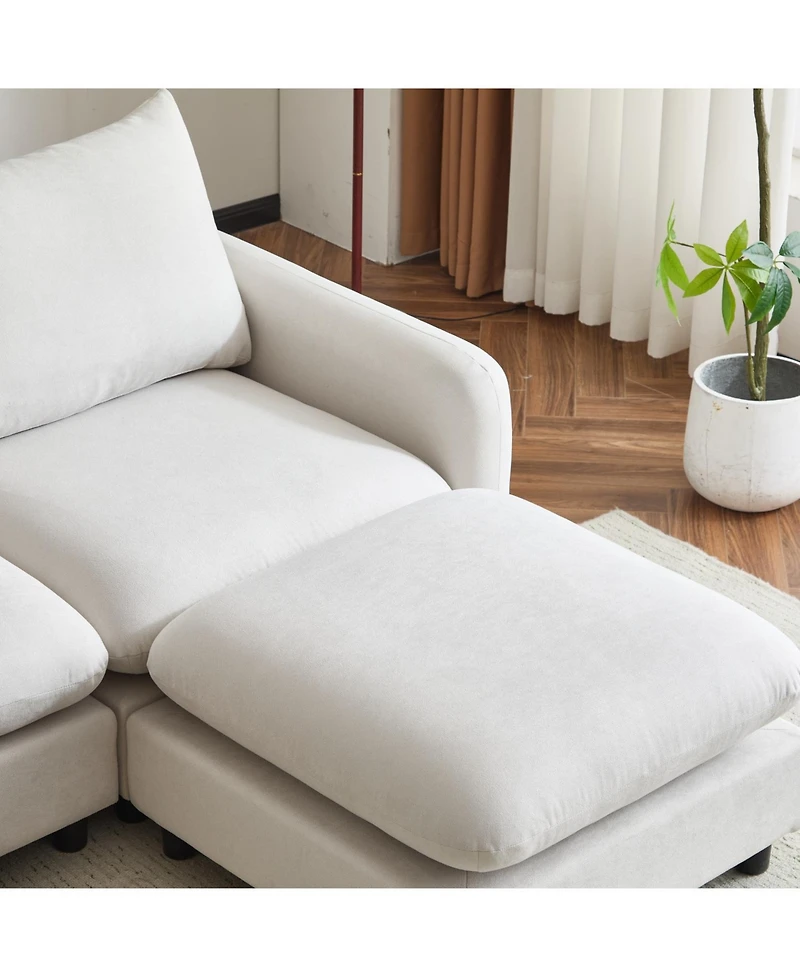 Streamdale Furniture 69" 3-Piece L-Shaped Modular Sectional Sofa with Ottoman