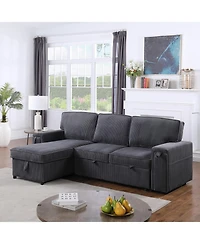 Streamdale Furniture Upholstery Sleeper Grey Sectional Sofa with Storage Space
