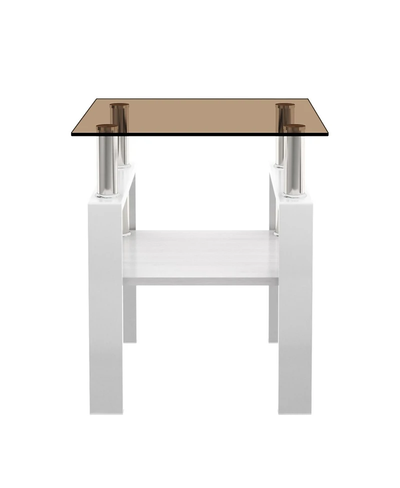 Streamdale Furniture Modern Glass Tea/Coffee Table Set - Brown/White