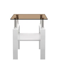 Streamdale Furniture Modern Glass Tea/Coffee Table Set - Brown/White