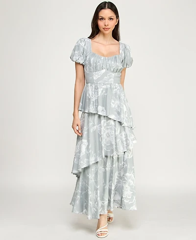 Row A Women's Sweetheart Neck Tiered Maxi Dress