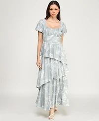 Row A Women's Sweetheart Neck Tiered Maxi Dress