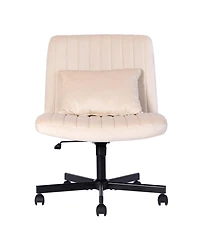 Streamdale Furniture Velvet Criss Cross Armless Office Chair with Wheels