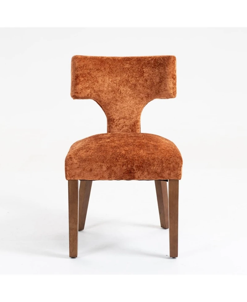 Streamdale Furniture Mid Century Modern Dining Chairs (Set of 2), Orange Linen Fabric