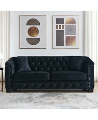 Streamdale Furniture 77" Modern Chesterfield Velvet Sofa