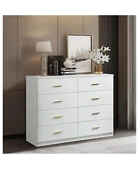 Streamdale Furniture + 8-Drawer + Wood + Modern White Finish + Bedroom Dresser
