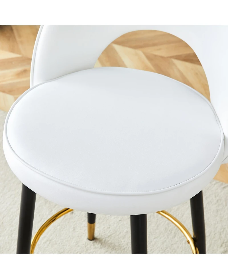 Streamdale Furniture White Pu Bar Chairs Metal Legs Set of 2