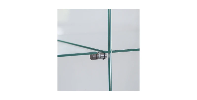 Streamdale Furniture Tempered Glass Display Cabinet w/ Led, Lock, Mirror Back.