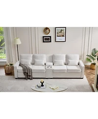 Streamdale Furniture 114" Sofa w/ Console, Cupholders, Usb Ports
