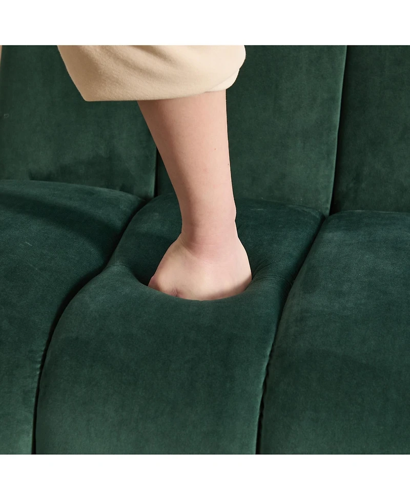 Streamdale Furniture Modern Green Velvet Accent Chair with Black Legs