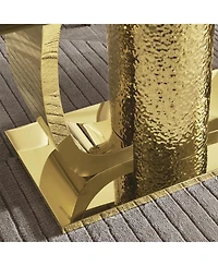 Streamdale Furniture Gold Stainless Steel Dining Table, Black Glass Top