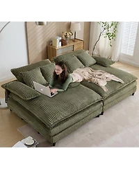 Streamdale Furniture Oversized Corduroy Chaise Lounge Sofa Bed with Pillows