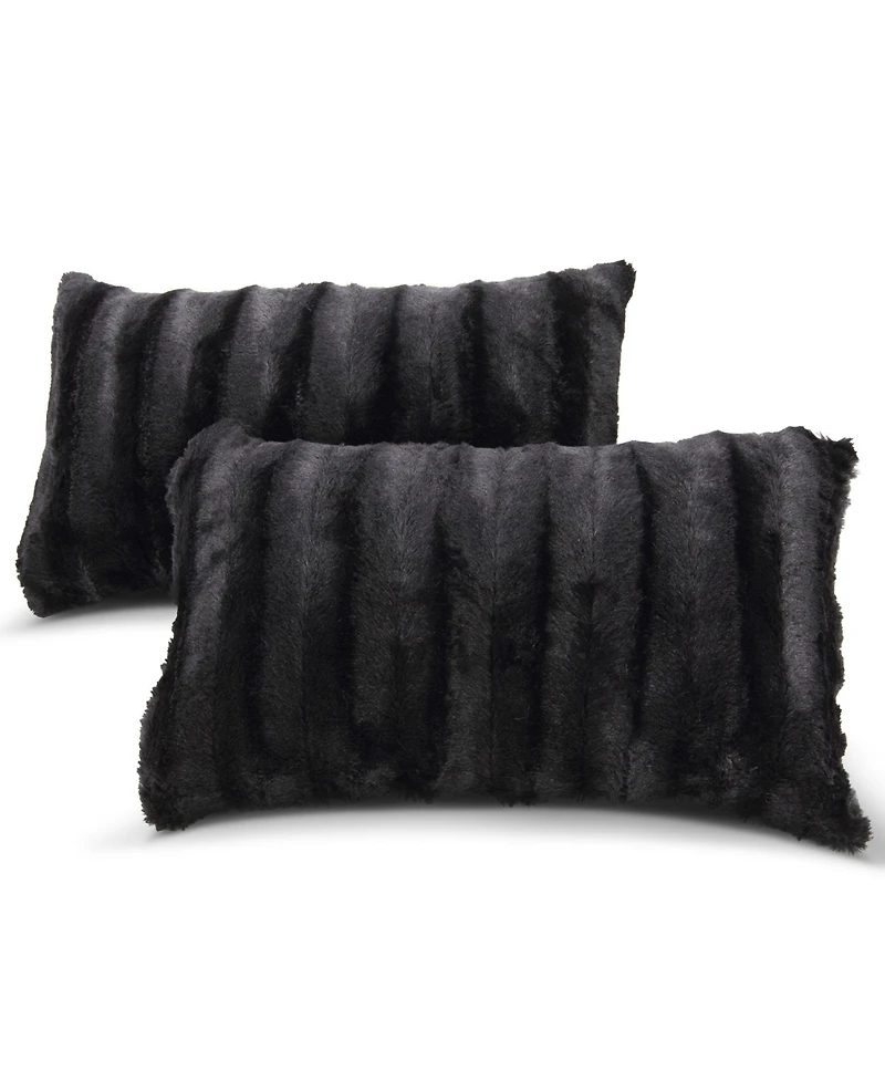 Cheer Collection Faux-Fur 2-Pack Decorative Pillows, 12" x 20"