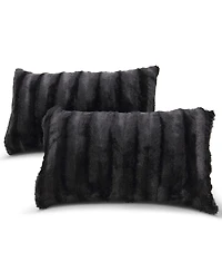 Cheer Collection Faux-Fur 2-Pack Decorative Pillows, 12" x 20"
