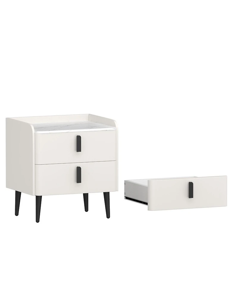 Streamdale Furniture Streamdale Gray Nightstand with Marble Top & 2 Drawers