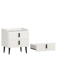 Streamdale Furniture Streamdale Gray Nightstand with Marble Top & 2 Drawers