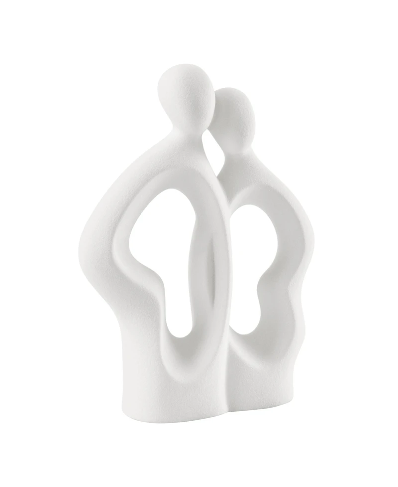 Danya B Hans White Abstract Embrace Couple Matte Ceramic Sculpture Set