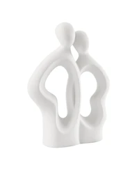 Danya B Hans White Abstract Embrace Couple Matte Ceramic Sculpture Set