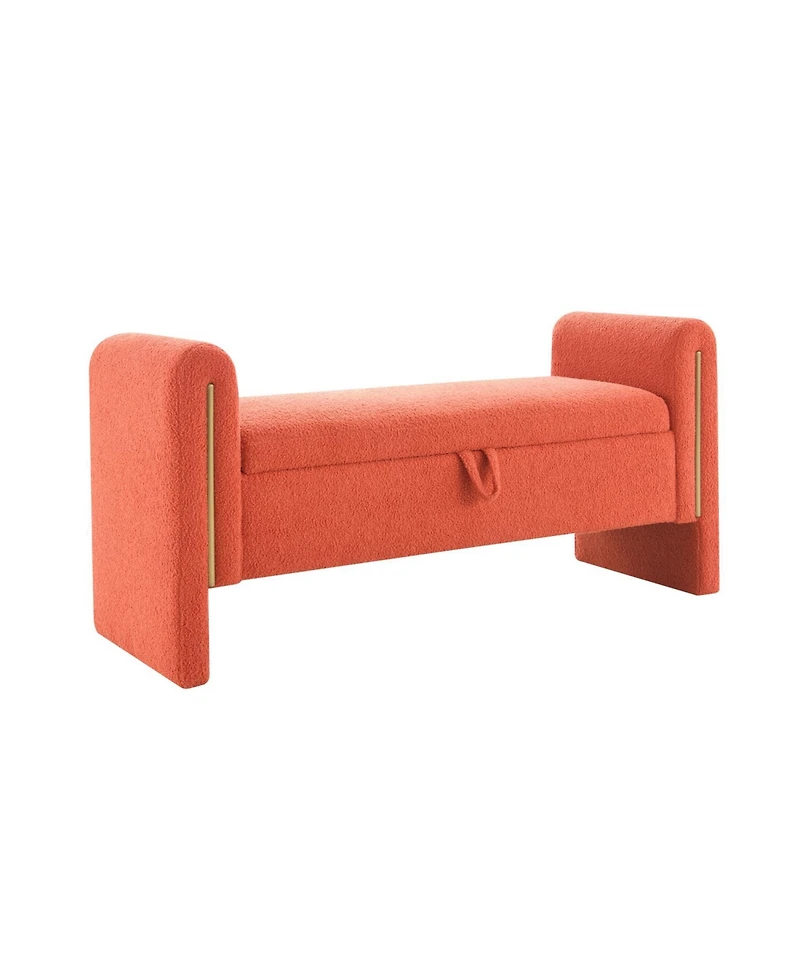 Streamdale Furniture Teddy Bed End Bench with Arms & Storage - Orange