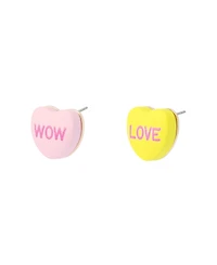 Betsey Johnson Pink Sweetheart Mismatch Stud Earrings