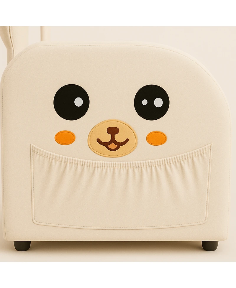 Streamdale Furniture Beige Bunny-Ear Pet-Friendly Armchair with Cat & Dog Hideaway