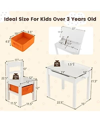 Gymax Kids Table and Chair Set Wood Activity Study Desk w/ Storage Drawer Hook