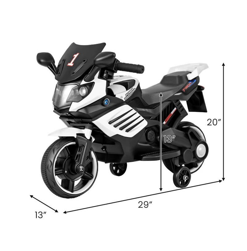 Hongge Kids Electric Ride On Motorcycle with Training Wheels and Realistic Driving Features