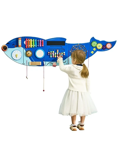 Mecale Orca Activity Wall Busy Board, Montessori Sensory Wall Panel with 12 Activities for Kids Ages 3–12, Learning Play Center