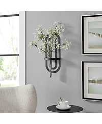 Danya B Jacob Modern Black Metal Double Oval Frame Clear Glass Wall Mounted Vase