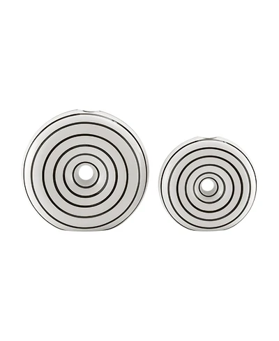 Danya B Etta Two Piece Ceramic Black and White Striped Donut Vase Set