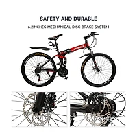 Artudatech 26-Inch Folding Mountain Bike with Shimano 21-Speed, Dual Disc Brakes & Full Suspension for Commuting