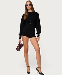 Edikted Women's Maizy Puff Sleeve Scalloped Knit Cardigan