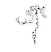 Bling Jewelry Secret Shades Cz Crystal Dangle Hand-Cuffs With Key Bar And Ball Style Navel Belly Ring Surgical Steel 14G