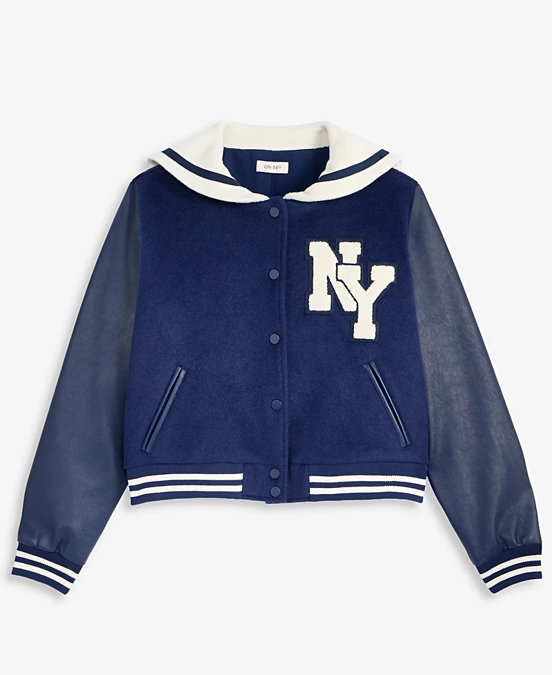 On 34th Women's Sailor-Collar Varsity Jacket, Macy's Exclusive