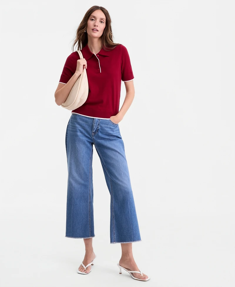 On 34th Women's Short-Sleeve Tipped Polo Sweater, Macy's Exclusive