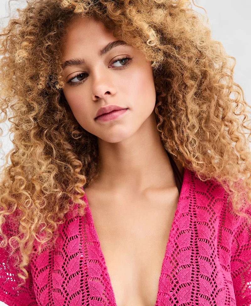 Miken Women's Crochet Tassel-Tie Kimono Cover-Up, Macy's Exclusive