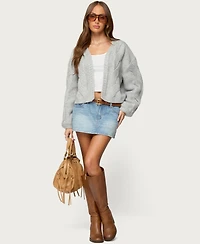 Edikted Women's Braiden Chunky Cable Knit Cardigan