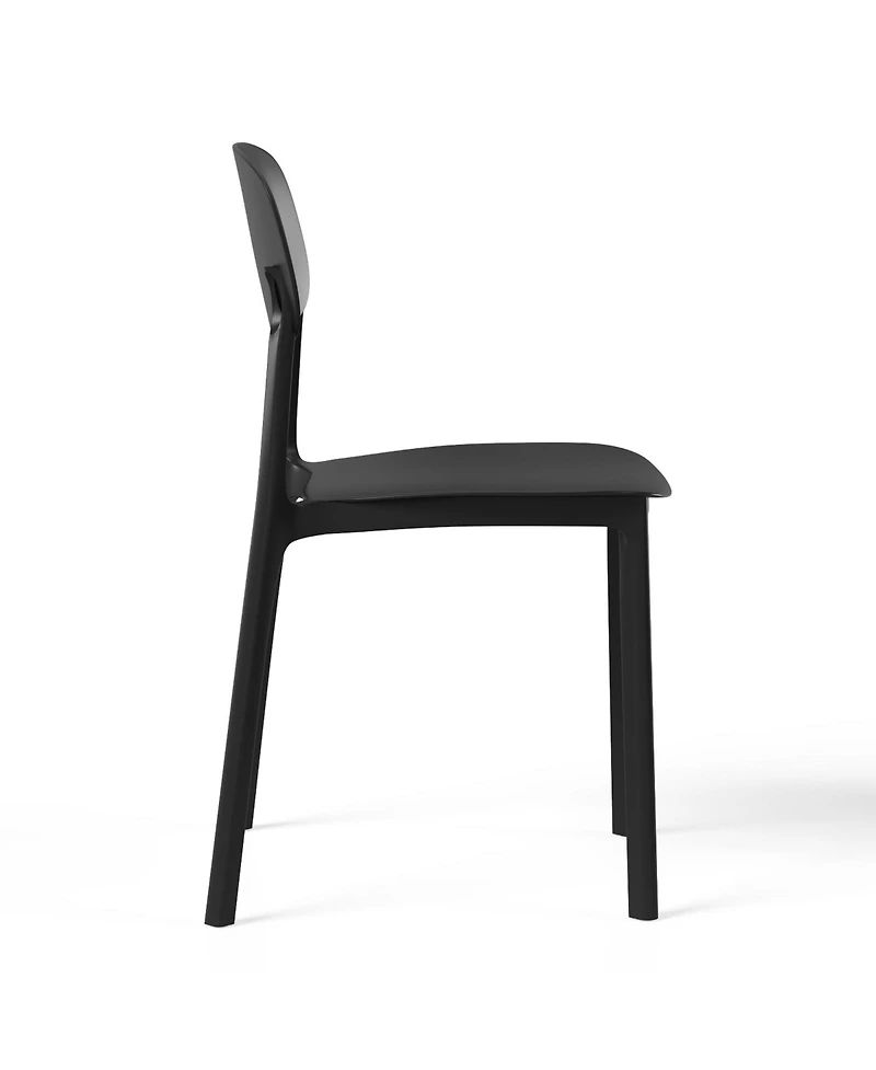 WestinTrends 5-Piece Indoor Outdoor Metal Round Patio Dining Table Set With Stackable Resin Side Chairs