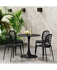 WestinTrends 5-Piece Outdoor Indoor Metal Patio Dining Table Set With Stackable Polypropylene Side Chairs